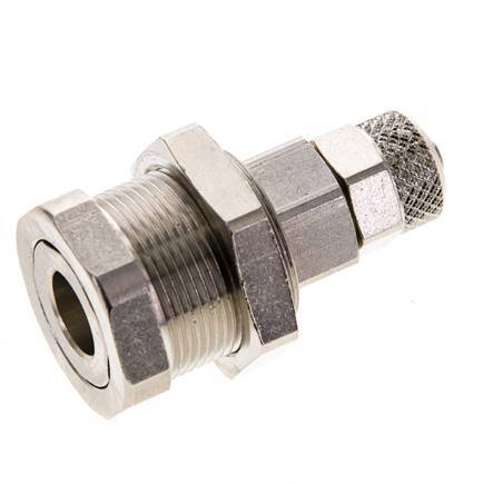 Latón niquelado DN 5 Acoplamiento de aire Toma 4x6 mm Tuerca de unión Pasamuros Extraíble