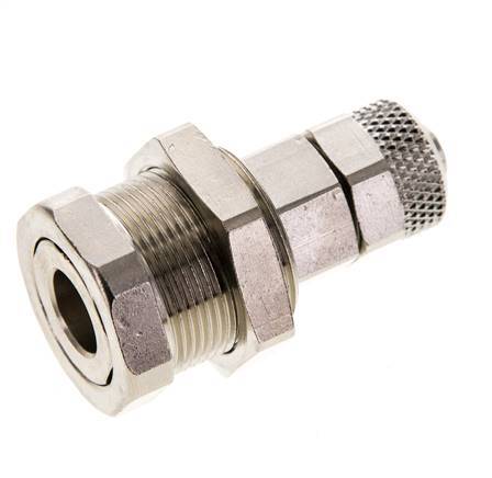 Latón niquelado DN 5 Racor de acoplamiento de aire Tuerca de unión 6x8 mm Pasamuros Extraíble