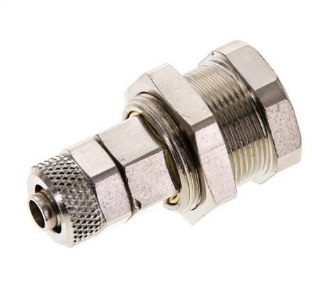 Latón niquelado DN 5 Racor de acoplamiento de aire Tuerca de unión 6x8 mm Pasamuros Extraíble
