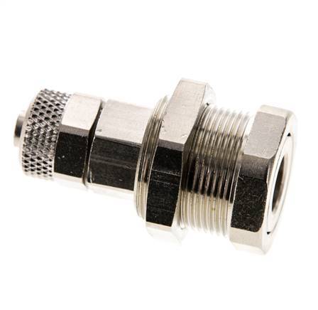 Latón niquelado DN 5 Racor de acoplamiento de aire Tuerca de unión 6x8 mm Pasamuros Extraíble
