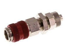 Latón niquelado DN 5 Rojo Racor de acoplamiento de aire 6x8 mm Tuerca de unión Pasamuros