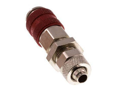 Latón niquelado DN 5 Rojo Racor de acoplamiento de aire 6x8 mm Tuerca de unión Pasamuros