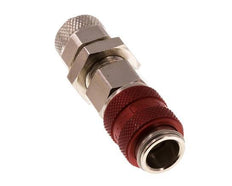 Latón niquelado DN 5 Rojo Racor de acoplamiento de aire 6x8 mm Tuerca de unión Pasamuros