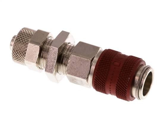 Latón niquelado DN 5 Rojo Racor de acoplamiento de aire Tuerca de unión 6x8 mm Mampara de cierre doble