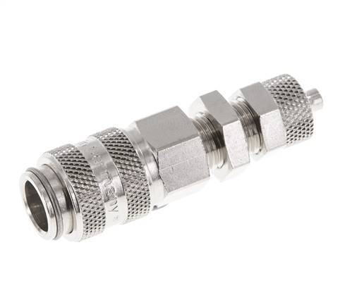 Latón niquelado DN 5 Racor de acoplamiento de aire Tuerca de unión de 4x6 mm Pasamuros de cierre doble