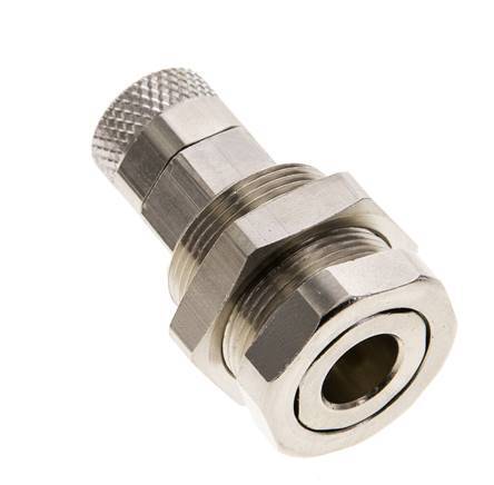 Nickel-plated Brass DN 5 Air Coupling Socket 6x8 mm Union Nut Bulkhead Pull-Off Double Shut-Off