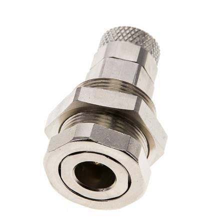 Nickel-plated Brass DN 5 Air Coupling Socket 6x8 mm Union Nut Bulkhead Pull-Off Double Shut-Off