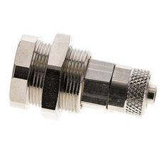Nickel-plated Brass DN 5 Air Coupling Socket 6x8 mm Union Nut Bulkhead Pull-Off Double Shut-Off