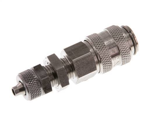 Acoplamiento de aire de acero inoxidable DN 5 Tuerca de unión de 4x6 mm Pasamuros