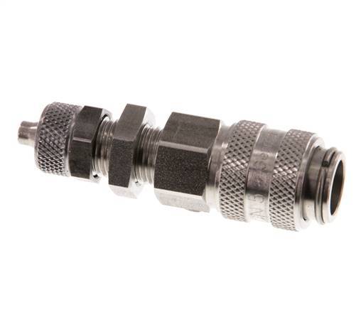 Acoplamiento de aire de acero inoxidable DN 5 Tuerca de unión de 4x6 mm Pasamuros