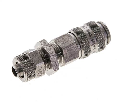 Acoplamiento de aire de acero inoxidable DN 5 Tuerca de unión de 6x8 mm Pasamuros