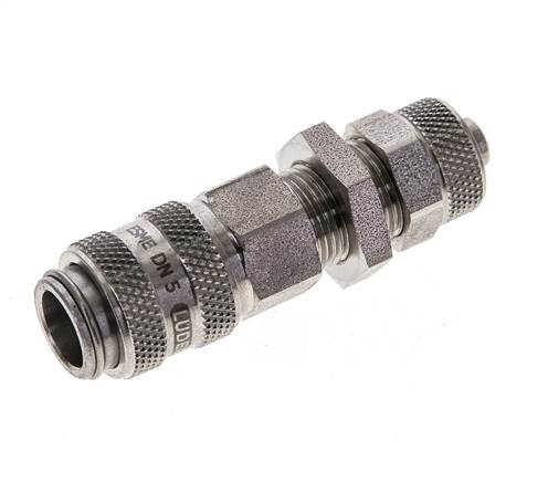 Acoplamiento de aire de acero inoxidable DN 5 Tuerca de unión de 6x8 mm Pasamuros