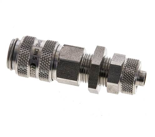 Acoplamiento de aire de acero inoxidable DN 5 Tuerca de unión de 6x8 mm Pasamuros