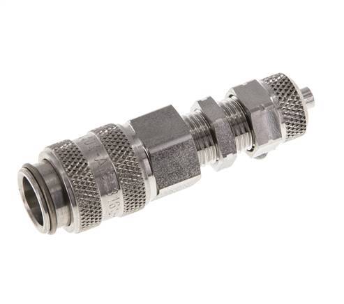 Acero inoxidable 316L DN 5 Acoplamiento de aire Enchufe 4x6 mm Tuerca de unión Pasamuros Cierre doble