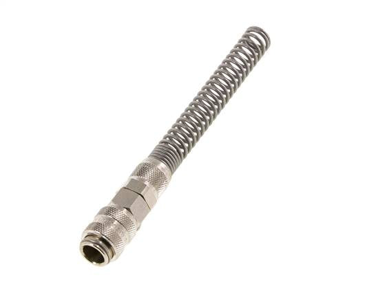 Latón niquelado Enchufe de acoplamiento de aire DN 5 Tuerca de unión de 6x8 mm Cierre doble con protección de pliegues