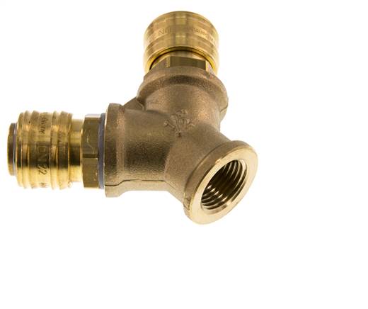 Acoplamiento de aire de latón DN 7.2 (Euro) Enchufe G de 1/2 pulgada hembra para montaje en pared de 2 vías