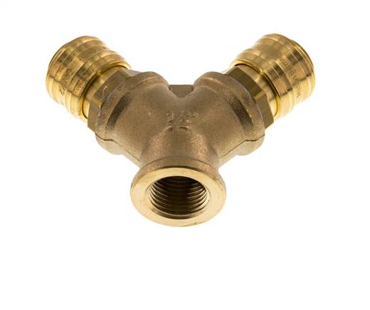 Acoplamiento de aire de latón DN 7.2 (Euro) Enchufe G de 1/2 pulgada hembra para montaje en pared de 2 vías