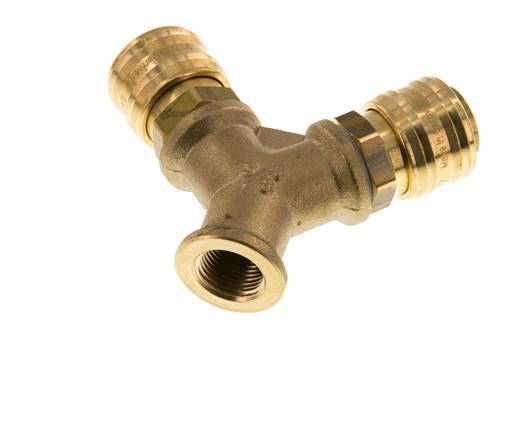 Acoplamiento de aire de latón DN 7.2 (Euro) Enchufe G 3/8 pulgadas Hembra Montaje en pared 2 vías