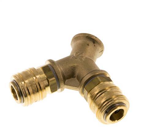 Acoplamiento de aire de latón DN 7.2 (Euro) Enchufe G 3/8 pulgadas Hembra Montaje en pared 2 vías