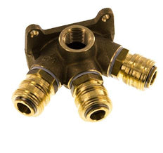 Acoplamiento de aire de latón DN 7.2 (Euro) Enchufe G de 1/2 pulgada hembra para montaje en pared de 3 vías