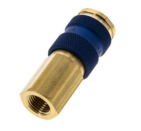 Acoplamiento de aire de latón DN 7.2 (Euro) con codificación azul Toma G 1/4 pulgada hembra