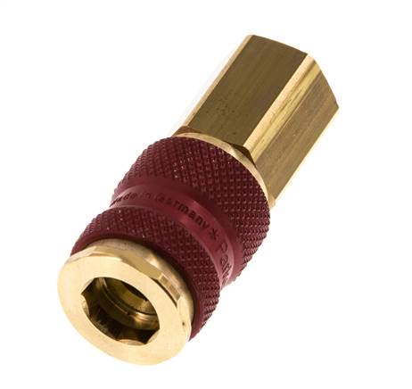 Acoplamiento de aire de latón DN 7.2 (Euro) codificado en rojo Toma G 1/4 pulgada hembra