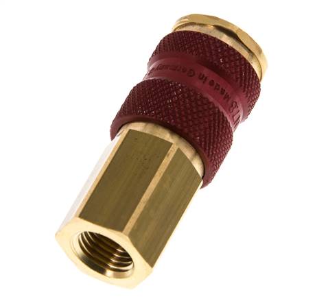 Acoplamiento de aire de latón DN 7.2 (Euro) codificado en rojo Toma G 1/4 pulgada hembra