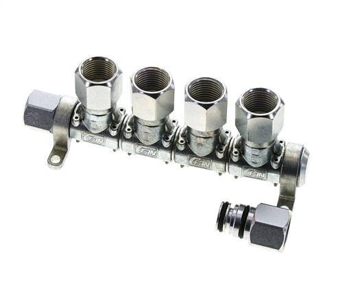 Acero DN 7.2 (Euro) Acoplamiento de aire Enchufe G 1/2 pulgada Hembra 4 vías