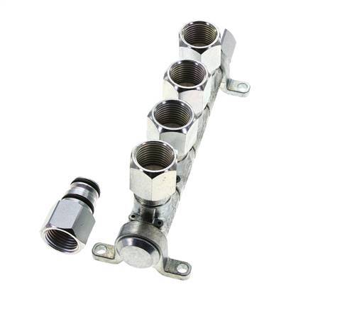 Acero DN 7.2 (Euro) Acoplamiento de aire Enchufe G 1/2 pulgada Hembra 4 vías