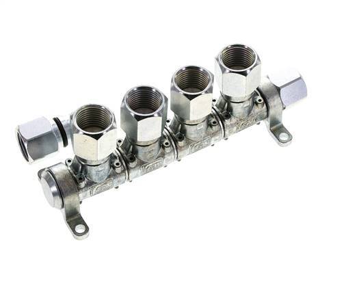 Acero DN 7.2 (Euro) Acoplamiento de aire Enchufe G 1/2 pulgada Hembra 4 vías