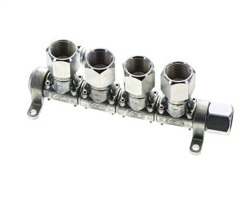 Acero DN 7.2 (Euro) Acoplamiento de aire Enchufe G 1/2 pulgada Hembra 4 vías