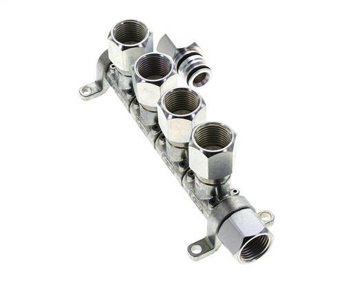 Acero DN 7.2 (Euro) Acoplamiento de aire Enchufe G 1/2 pulgada Hembra 4 vías