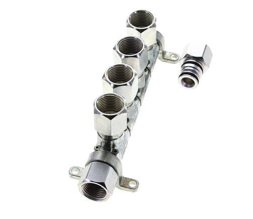 Acero DN 7.2 (Euro) Acoplamiento de aire Enchufe G 1/2 pulgada Hembra 4 vías