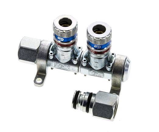 Acero DN 7.6 (7.2 Euro) Acoplamiento de aire de seguridad Enchufe G 1/2 pulgadas Hembra 2 vías