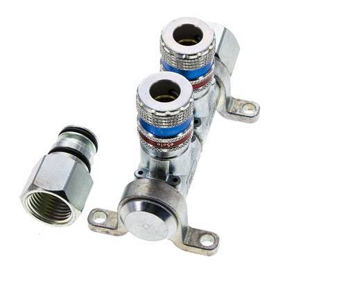 Acero DN 7.6 (7.2 Euro) Acoplamiento de aire de seguridad Enchufe G 1/2 pulgadas Hembra 2 vías