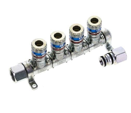 Acero DN 7.6 (7.2 Euro) Acoplamiento de aire de seguridad Enchufe G 1/2 pulgada Hembra 4 vías
