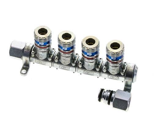 Acero DN 7.6 (7.2 Euro) Acoplamiento de aire de seguridad Enchufe G 1/2 pulgada Hembra 4 vías