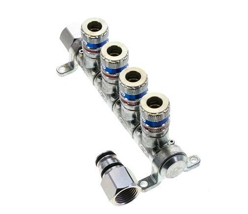 Acero DN 7.6 (7.2 Euro) Acoplamiento de aire de seguridad Enchufe G 1/2 pulgada Hembra 4 vías