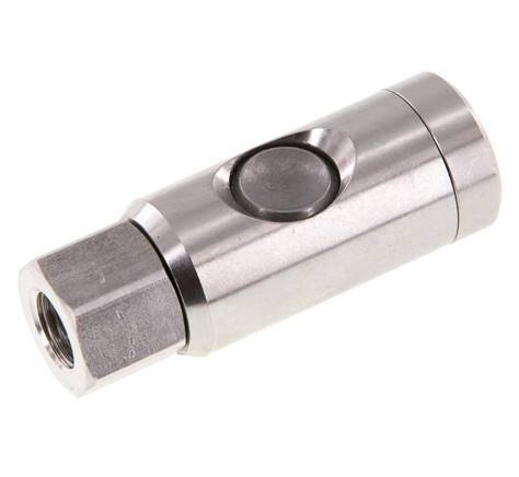 Acero inoxidable 316L DN 7.4 Enchufe de seguridad para acoplamiento de aire con botón pulsador G 1/4 pulg Hembra