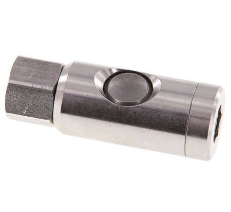 Acero inoxidable 316L DN 7.4 Enchufe de seguridad para acoplamiento de aire con botón pulsador G 1/4 pulg Hembra