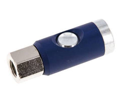 Enchufe de seguridad para acoplamiento de aire DN 7.4 de acero templado con pulsador G 1/4 pulg Hembra