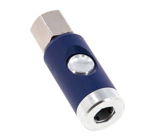 Enchufe de seguridad para acoplamiento de aire DN 7.4 de acero templado con pulsador G 1/4 pulg Hembra