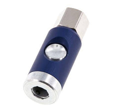 Enchufe de seguridad para acoplamiento de aire DN 7.4 de acero templado con pulsador G 1/4 pulg Hembra