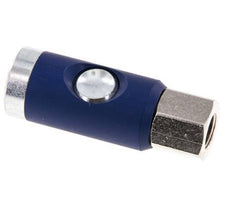 Enchufe de seguridad para acoplamiento de aire DN 7.4 de acero templado con pulsador G 1/4 pulg Hembra