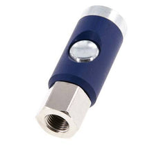 Enchufe de seguridad para acoplamiento de aire DN 7.4 de acero templado con pulsador G 1/4 pulg Hembra