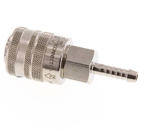 Latón niquelado DN 7,8 Racor de seguridad para acoplamiento de aire Pilar de manguera de 6 mm