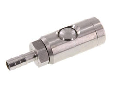 Enchufe de seguridad de acero inoxidable 316L DN 7,4 con botón pulsador Pilar para manguera de 9 mm