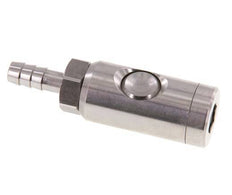 Enchufe de seguridad de acero inoxidable 316L DN 7,4 con botón pulsador Pilar para manguera de 9 mm