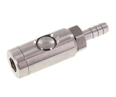 Enchufe de seguridad de acero inoxidable 316L DN 7,4 con botón pulsador Pilar para manguera de 9 mm