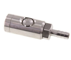 Enchufe de seguridad de acero inoxidable 316L DN 7,4 con botón pulsador Pilar para manguera de 9 mm